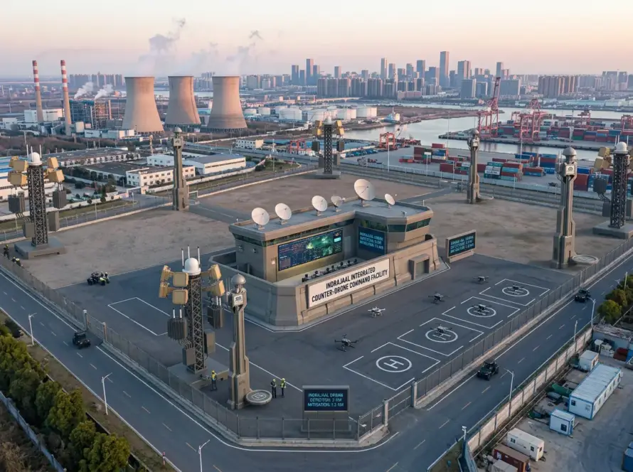 Aerial view of protected industry