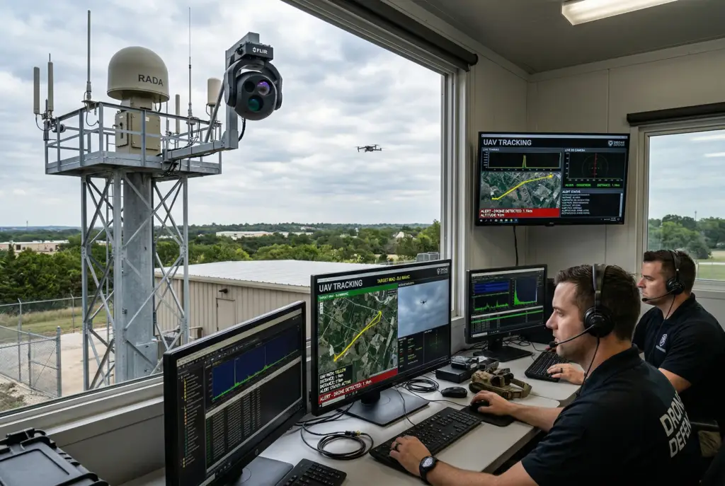 Counterdrone monitoring station with radar