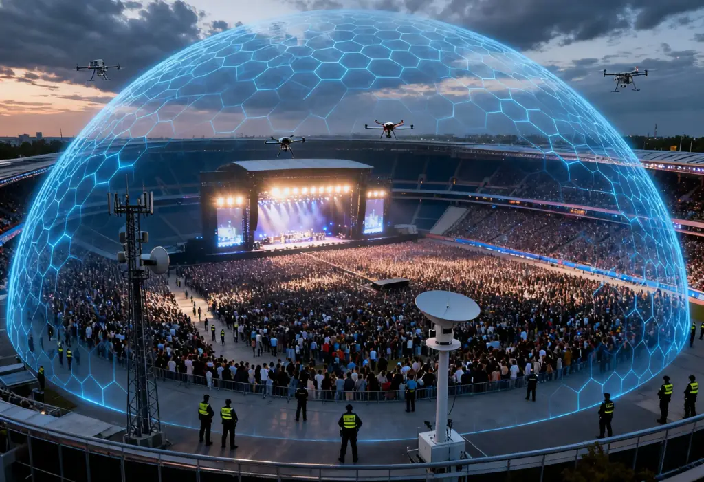 Indrajaal drone system protecting public event