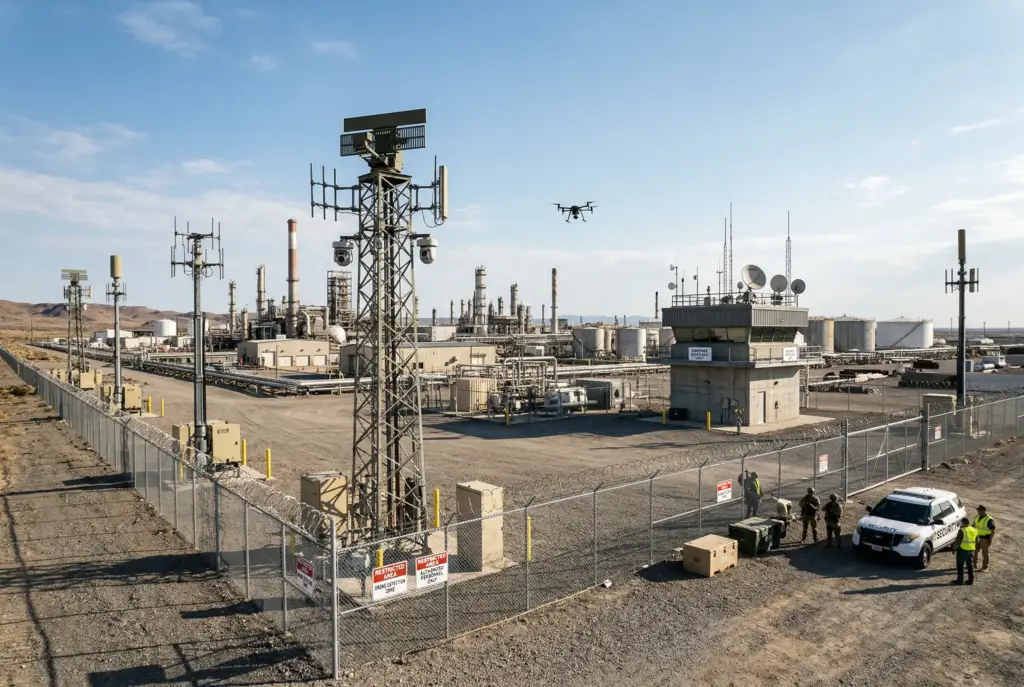 Widearea drone defense installation