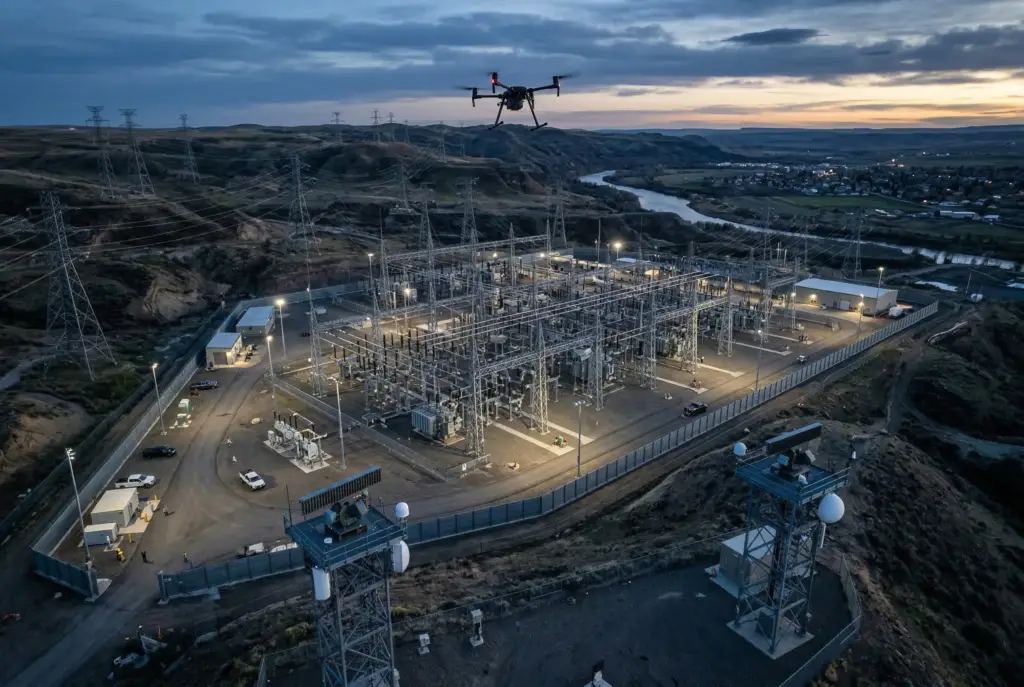 Aerial view of a large critical infrastructure